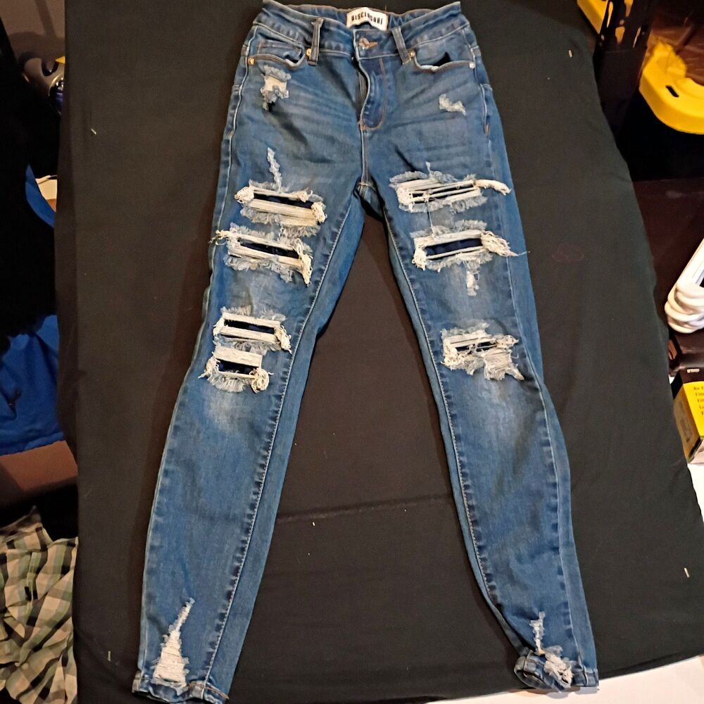 Disclosure Women's Blue Distressed Skinny Denim Jeans 5-Pocket Waist 26 Size 2